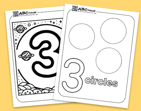 Free printable number three objects coloring pages for kids from ABCmouse.com. 
