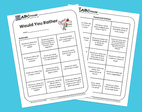Free printable would you rather questions for kids from ABCmouse.com. 