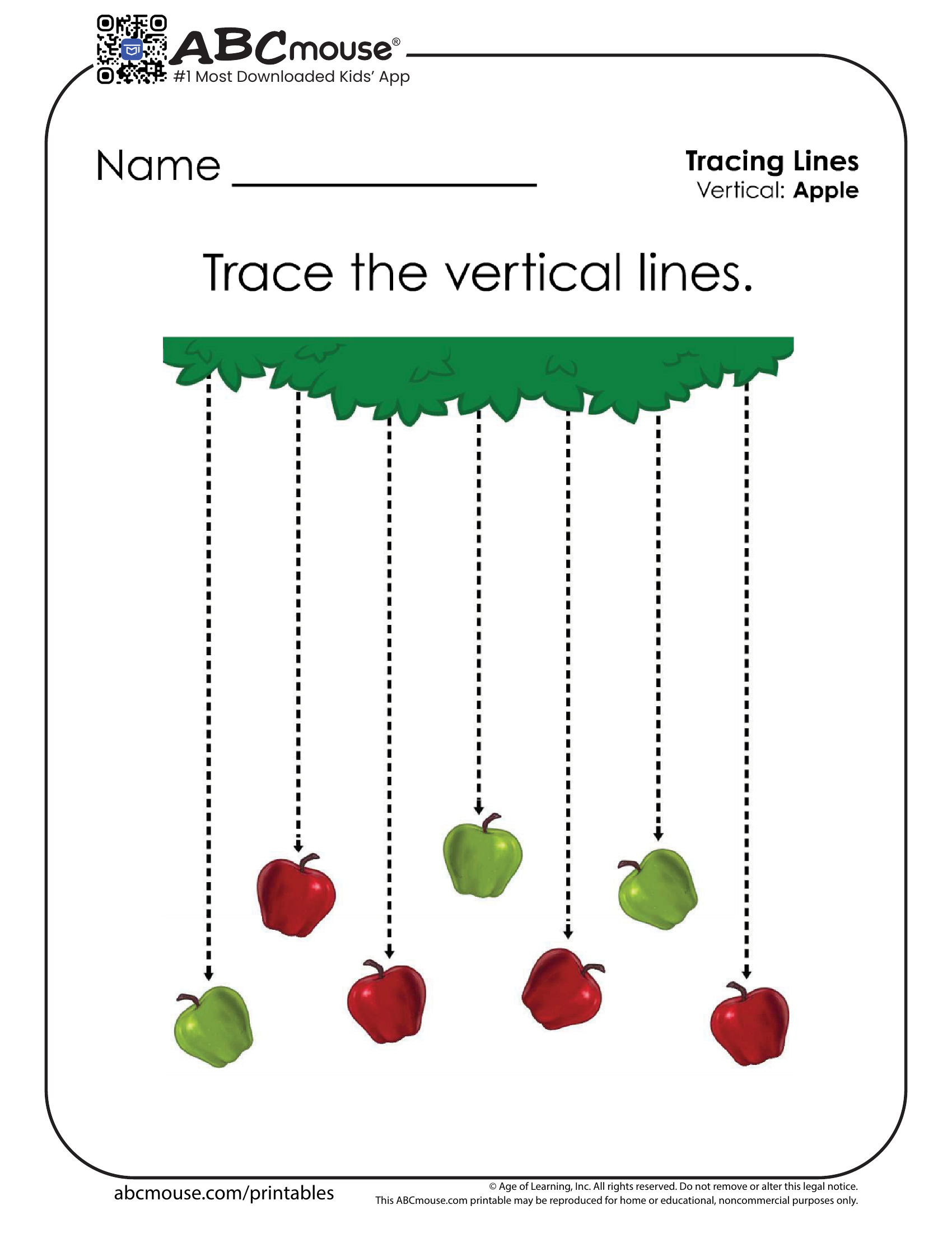 Free printable tracing back to school worksheet for kids from ABCmouse.com. 