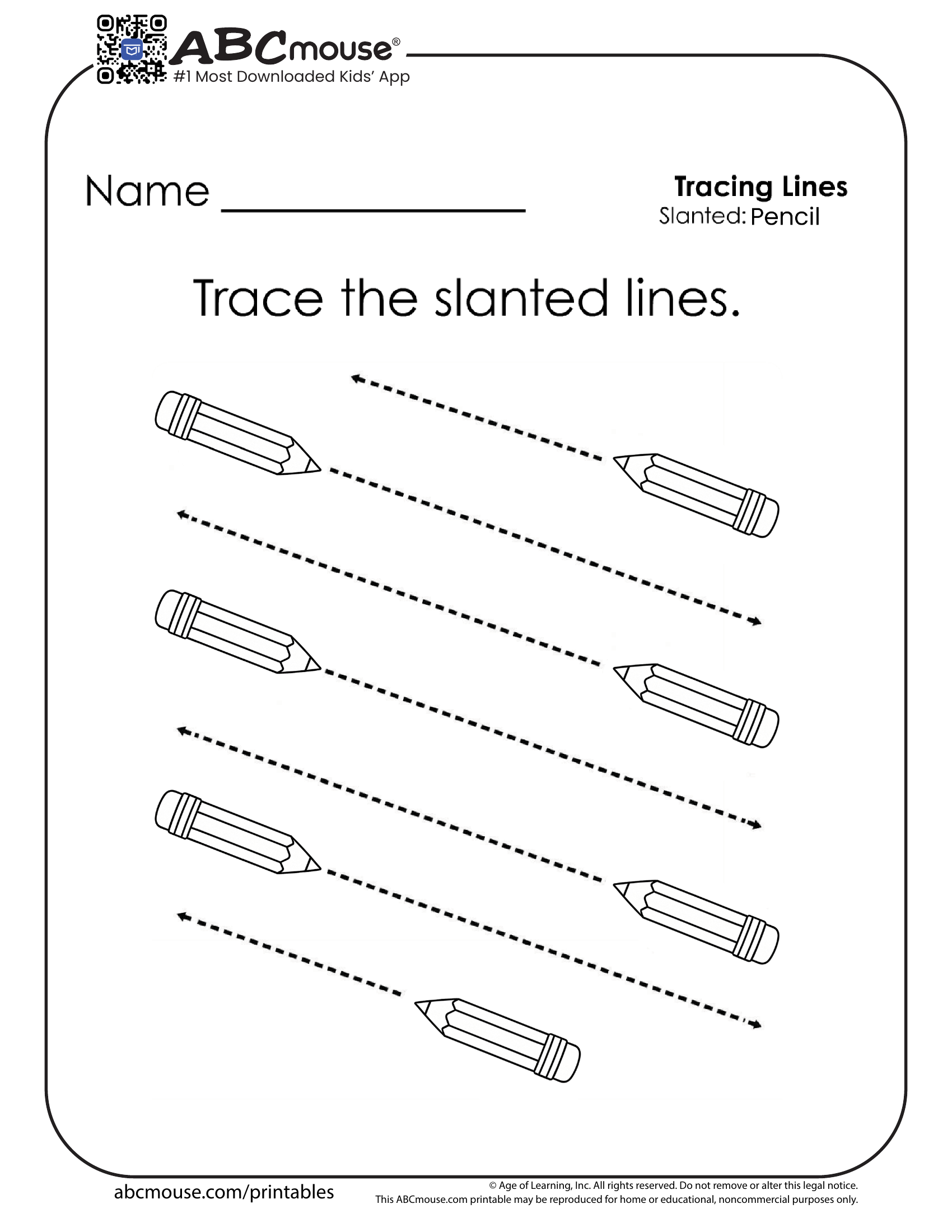 Free printable tracing back to school worksheet for kids from ABCmouse.com. 