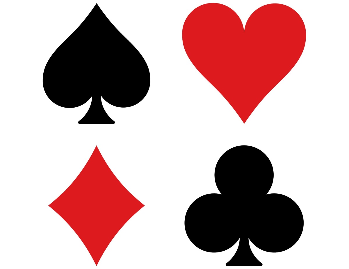 An illustration of a spade, a heart, a diamond and a club. 