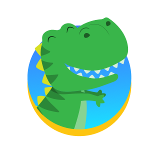 Cute green dinosaur cartoon icon.