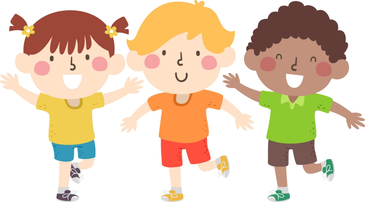 Illustration of three children playing. 