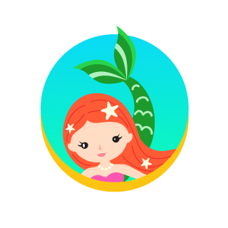 Cute mermaid cartoon icon.