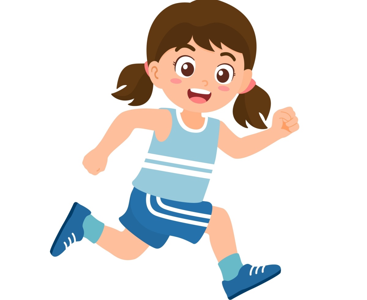 An illustration of a girl running. 