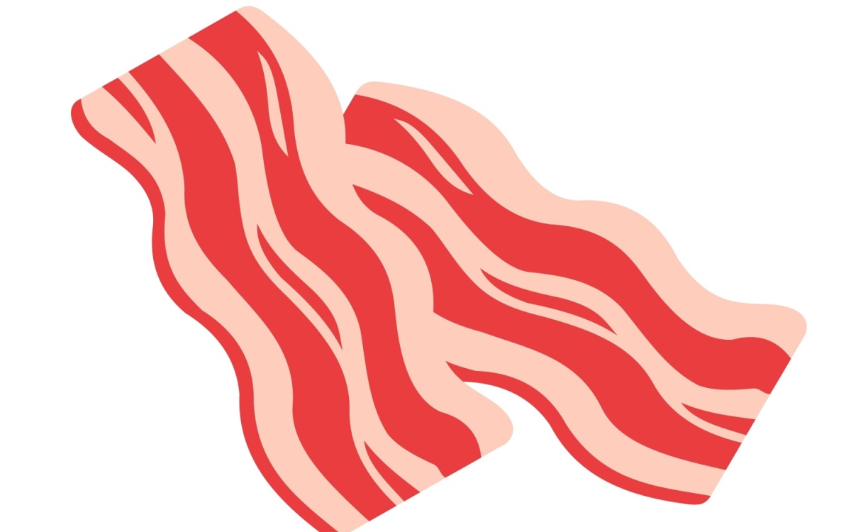 An illustration of two slices of bacon. 