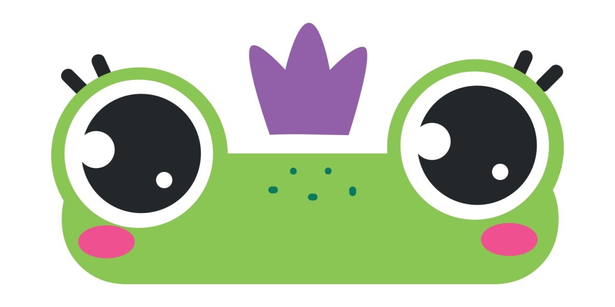 An illustration of a frog face. 