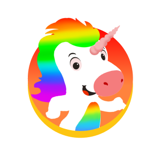 Cute unicorn cartoon icon.