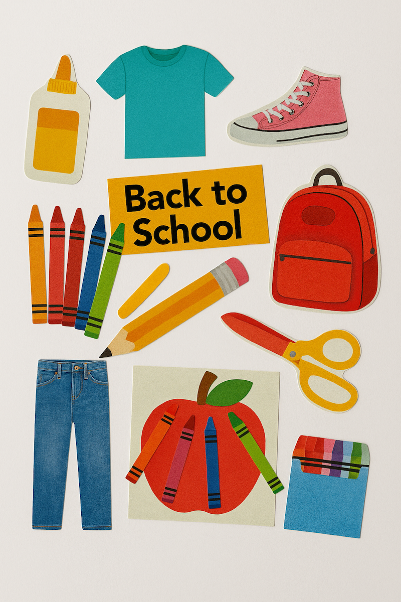 Back to school image collage. 