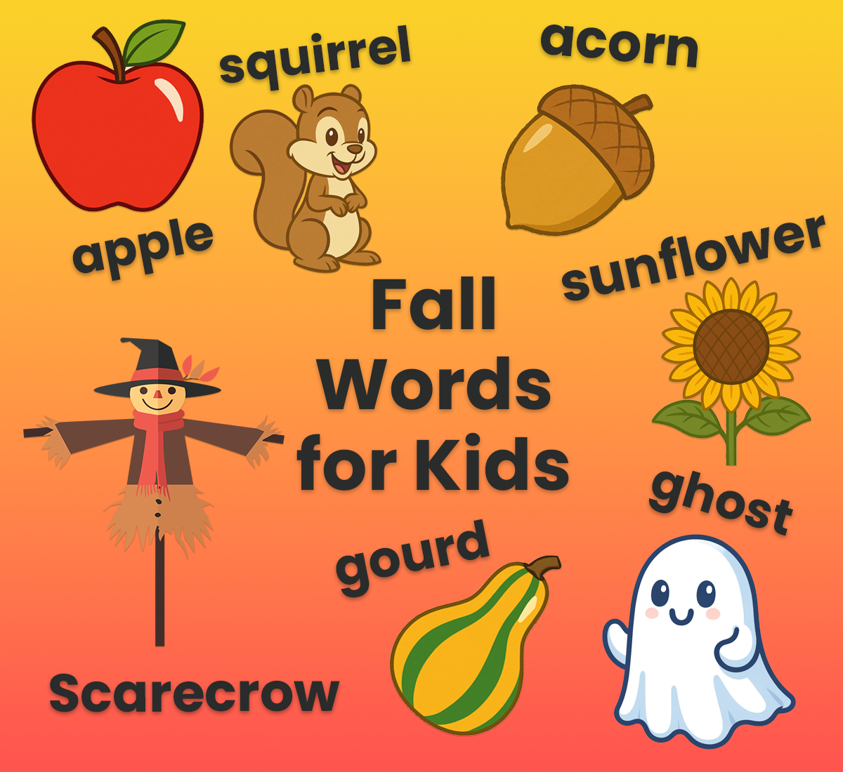 Free printable fall word list for kids from ABCmouse.com. 