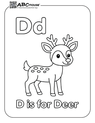 Free printable letter D is for deer coloring page for kids from ABCmouse.com. 