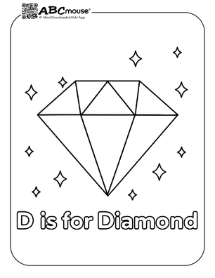 Free printable letter D is for diamond coloring page for kids from ABCmouse.com. 