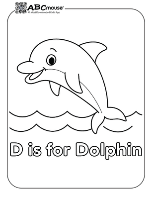Free printable letter D is for dolphin coloring page for kids from ABCmouse.com. 