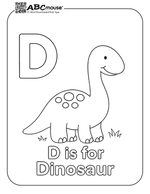 Free printable letter D is for dinosaur coloring page for kids from ABCmouse.com. 