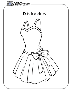 Free printable letter D is for dress coloring page for kids from ABCmouse.com. 