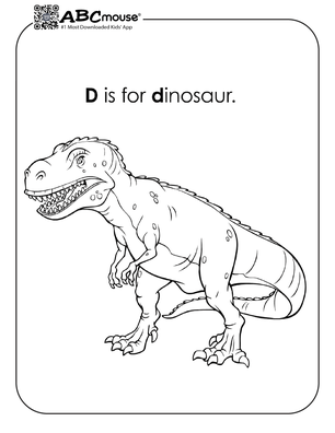 Free printable letter Dis for dinosaur coloring page for kids from ABCmouse.com. 