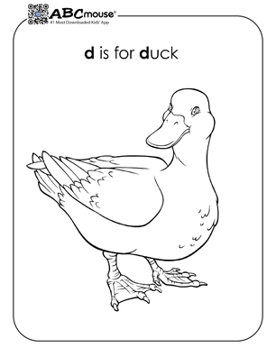 Free printable letter D is for duck coloring page for kids from ABCmouse.com. 