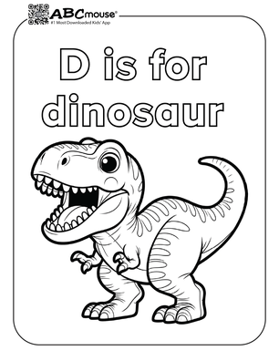 Free printable letter D is for dinosaur coloring page for kids from ABCmouse.com. 