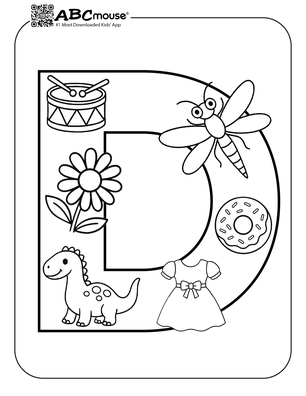 Free printable large letter D coloring page for kids from ABCmouse.com. 