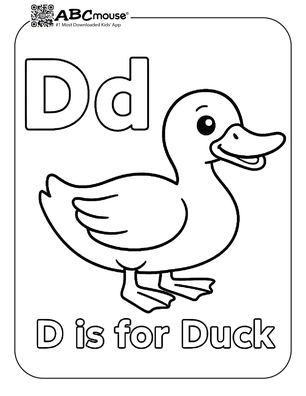 Free printable letter D is for duck coloring page for kids from ABCmouse.com. 