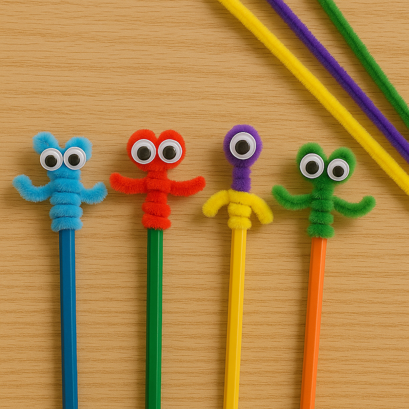 Fun pipe cleaner monster pencil craft for kids 