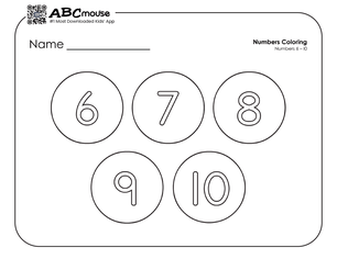 Free printable number groups counting by fives 6-10 coloring page for kids from ABCmouse.com. 
