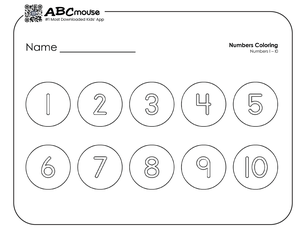 Free printable number groups counting by tens 1-10 coloring page for kids from ABCmouse.com. 