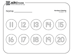 Free printable number groups counting by tens 11-20 coloring page for kids from ABCmouse.com. 