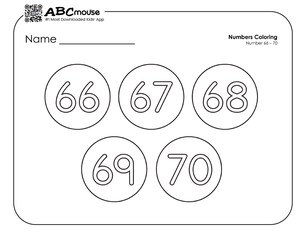 Free printable number groups counting by fives 66-70 coloring page for kids from ABCmouse.com. 