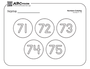 Free printable number groups counting by fives 71-75 coloring page for kids from ABCmouse.com. 