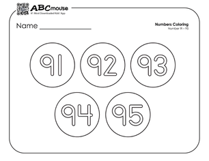 Free printable number groups counting by fives 91-95 coloring page for kids from ABCmouse.com. 