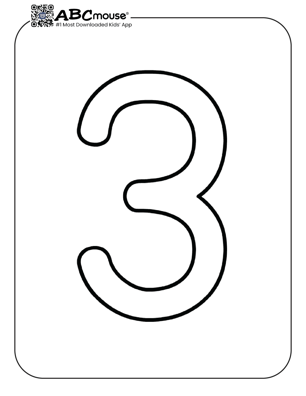Free printable number three coloring page for kids from ABCmouse.com. 