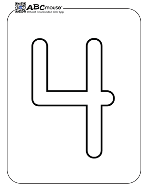 Free printable number four coloring page for kids from ABCmouse.com. 
