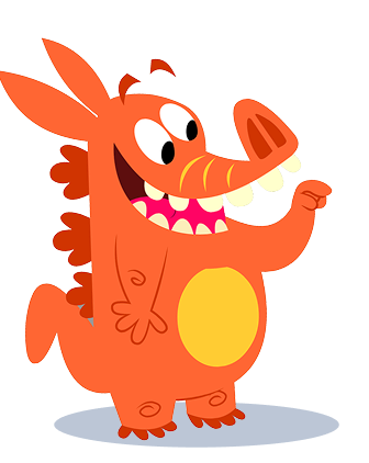 Cute orange monster character from ABCmouse.com