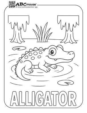 Free printable alligator coloring page from ABCmouse.com. 