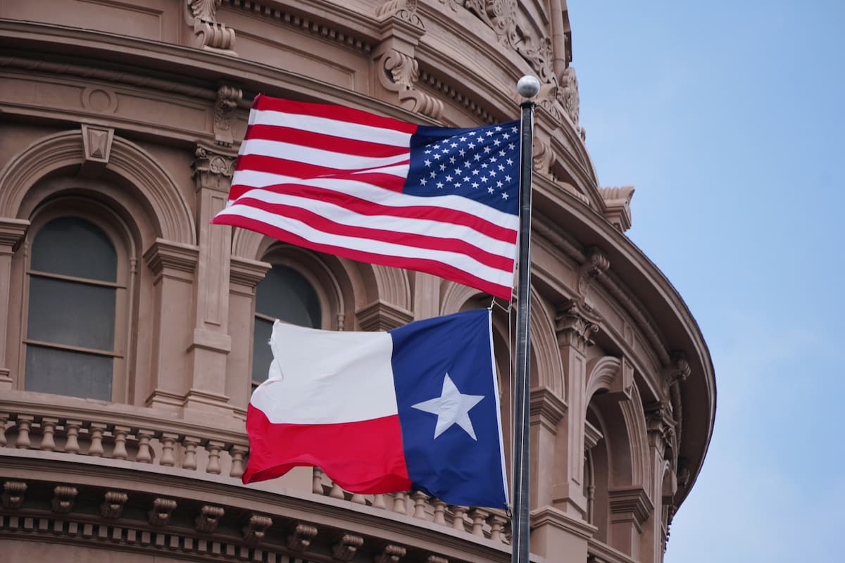 Flags flying in Texas. 