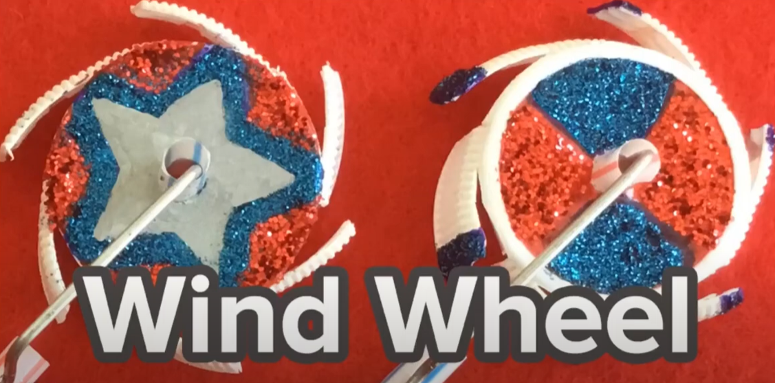 A homemade wind wheel craft for kids. 