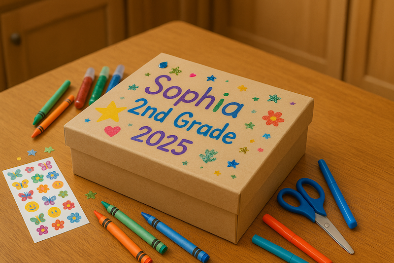 Fun keepsake box craft for kids to make at the beginning of the year. 