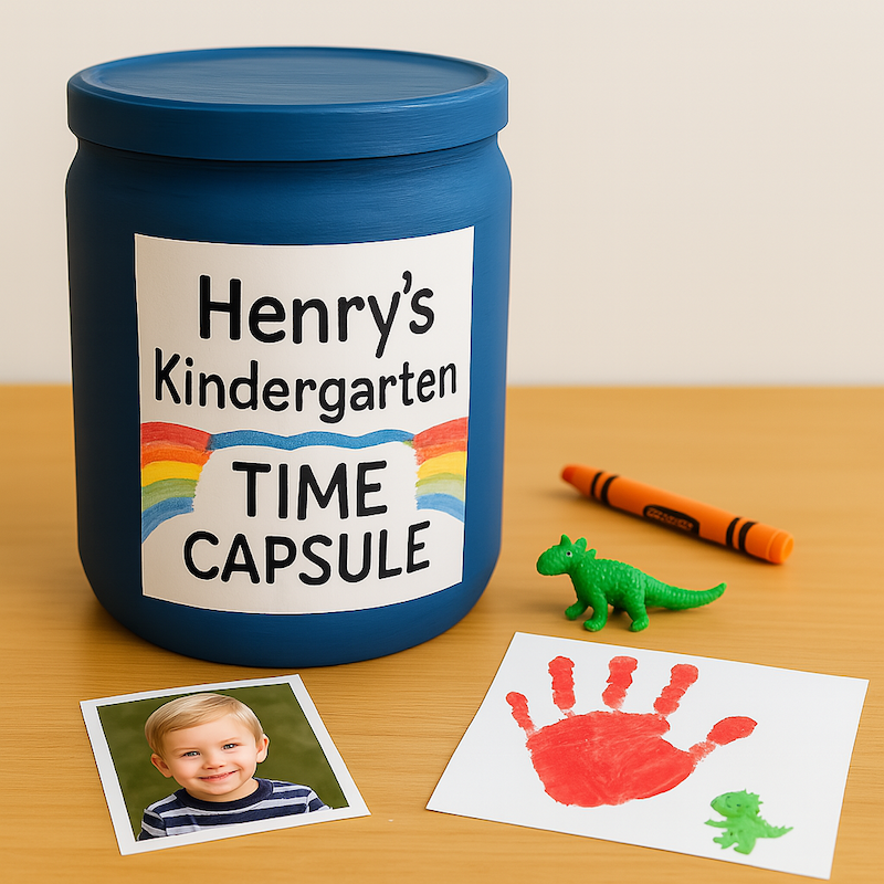 Fun school year time capsule craft for kids to do at the start of the year. 