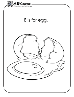 Free printable letter e is for egg coloring page for kids from ABCmouse.com. 