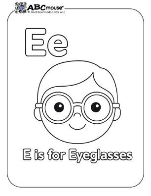 Free printable letter e is for eyeglasses coloring page for kids from ABCmouse.com. 