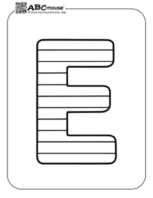 Free printable letter e coloring page for kids from ABCmouse.com. 