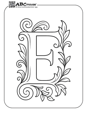 Free printable letter e coloring page for kids from ABCmouse.com. 