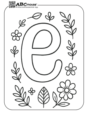 Free printable letter e coloring page for kids from ABCmouse.com. 
