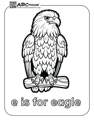 Free printable letter e is for eagle coloring page for kids from ABCmouse.com. 