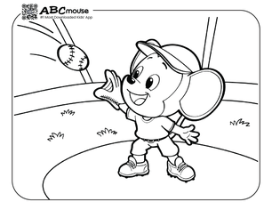 Free printable baseball coloring page for kids from ABCmouse.com. 