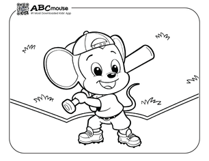 Free printable baseball coloring page for kids from ABCmouse.com. 