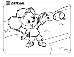 Free printable baseball coloring page for kids from ABCmouse.com. 