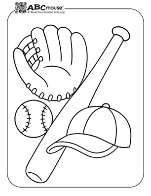 Free printable baseball coloring page for kids from ABCmouse.com. 