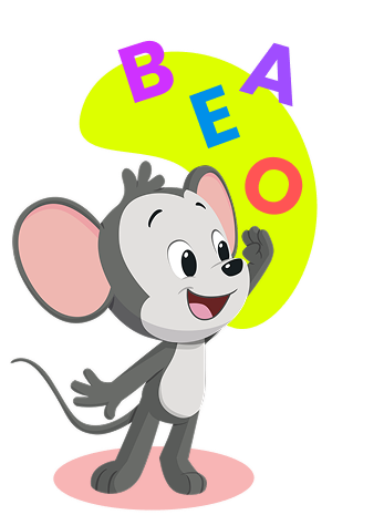 3D ABC with the alphabet letters above his head. 